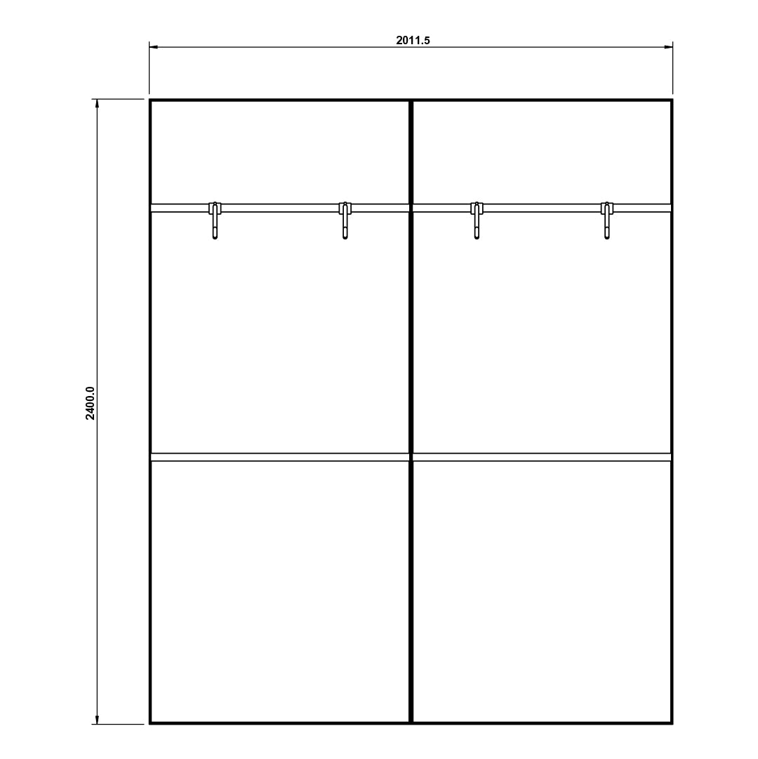 2m Hybrid Double Boutique Merchandising Wall (Config 3)
