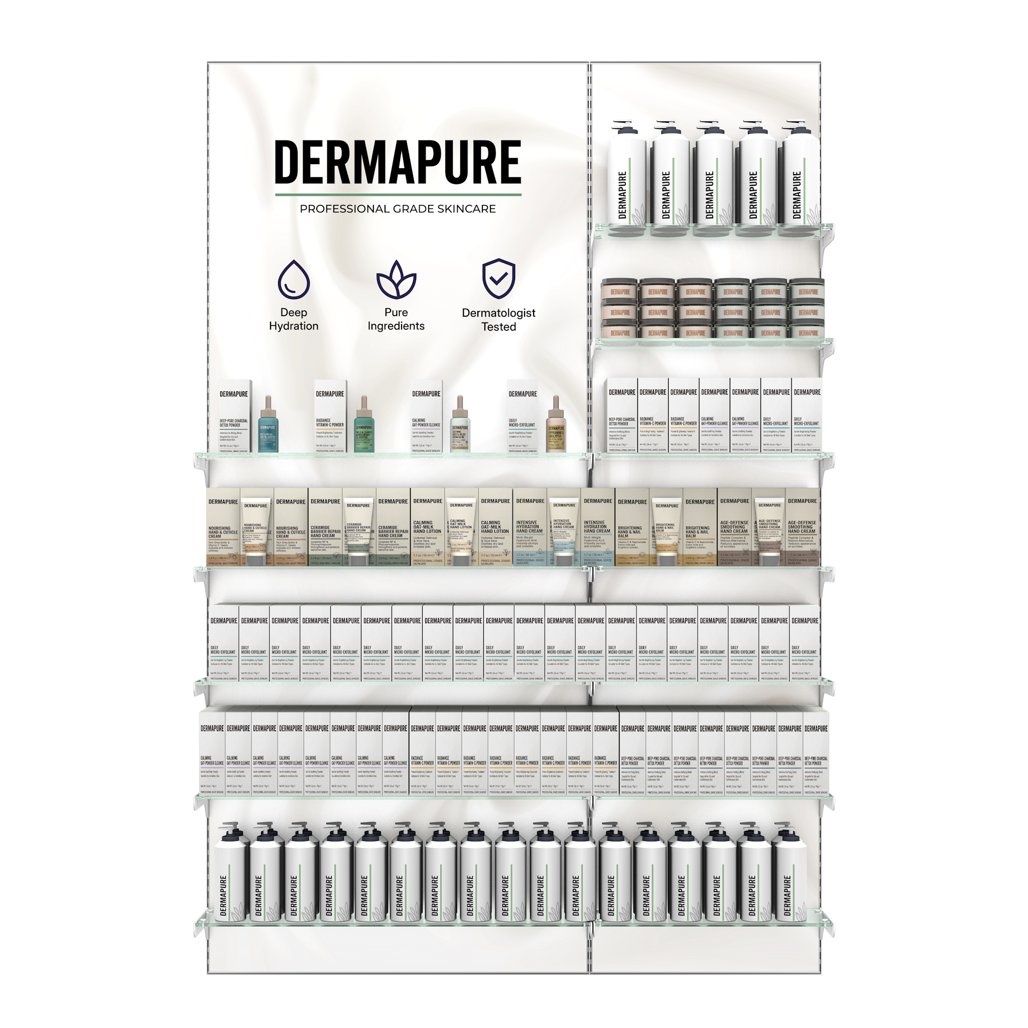 Hybrid Clinic Retail Merchandising Wall | Glass Shelving