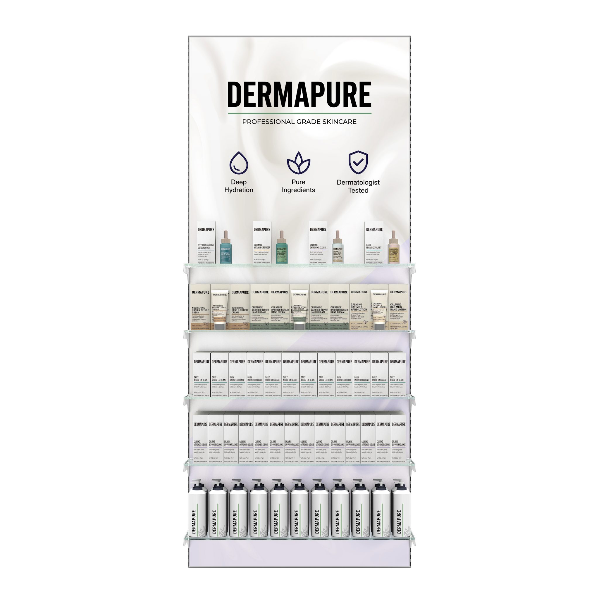 Wide Illuminated Salon Retail Display | Glass Shelving