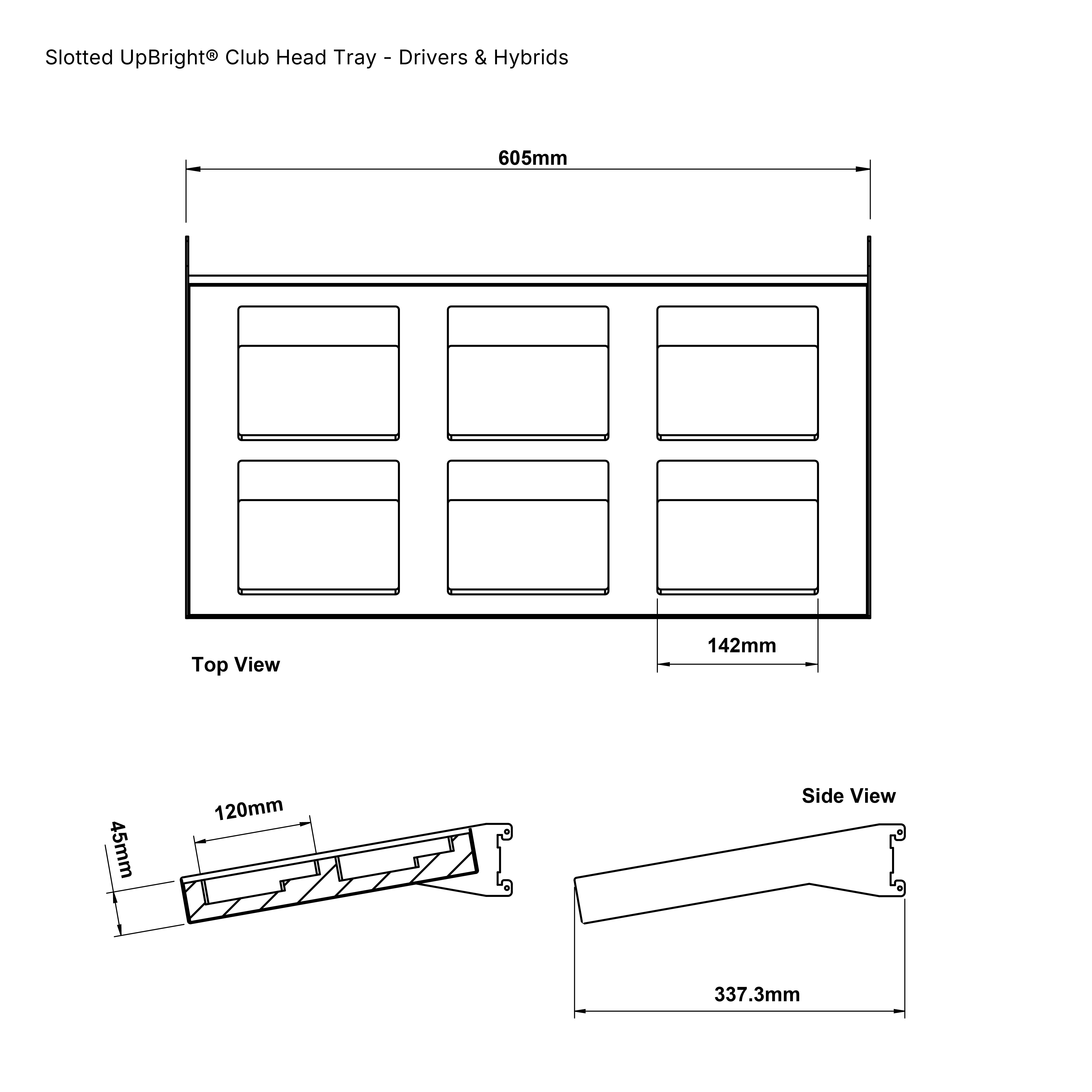 Slotted UpBright® Club Head Tray - Drivers & Hybrids
