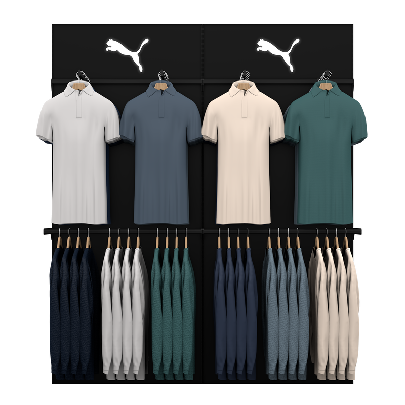 Slotted UpBright® Golf Pro Shop Apparel Wall (Config 5)