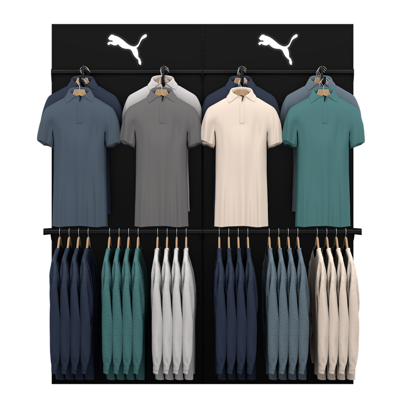 Slotted UpBright® Golf Pro Shop Apparel Wall (Config 6)