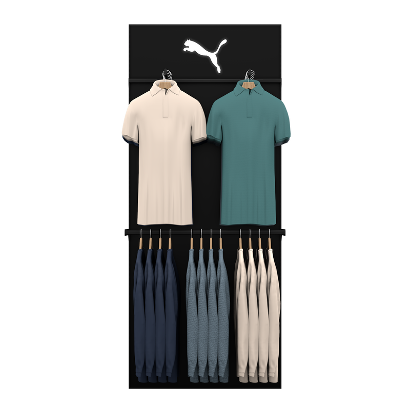 Heavy-Duty Single Clothing Display Wall (Config 2)