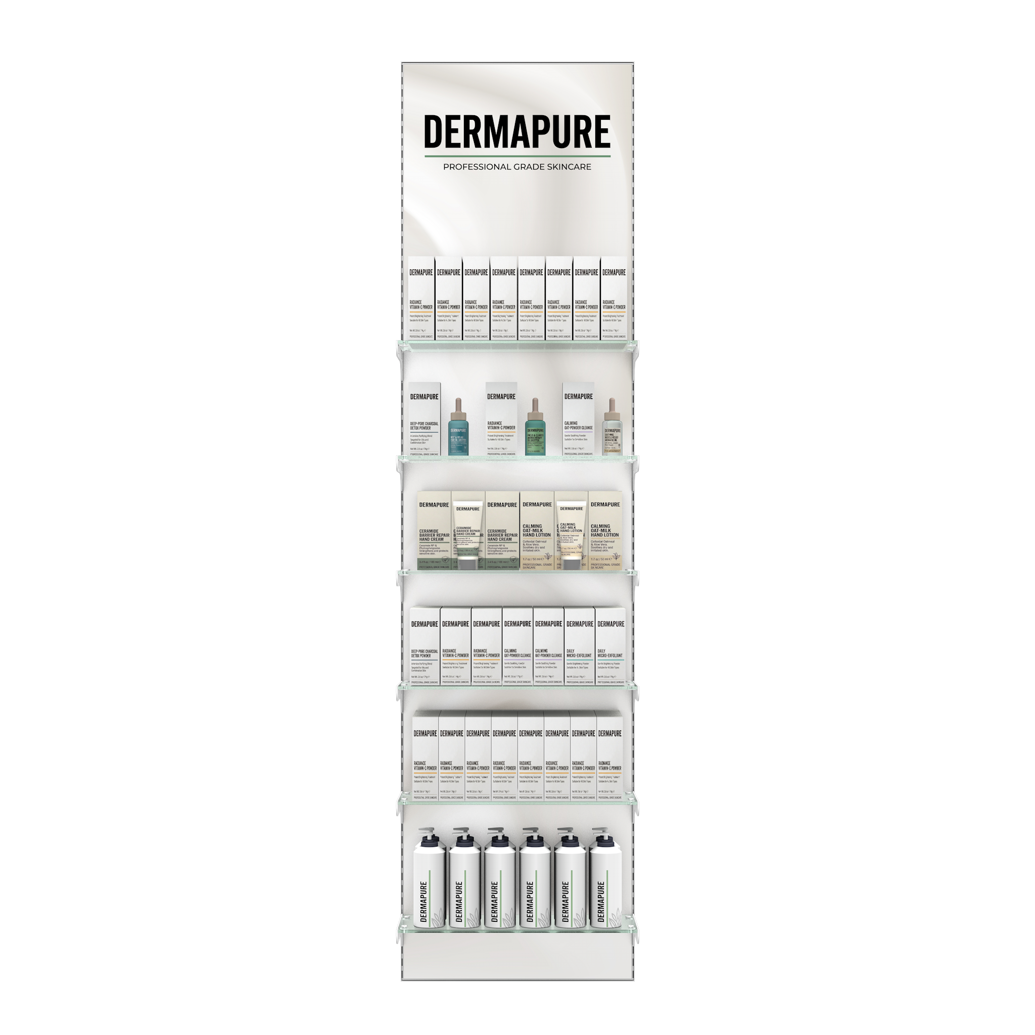 Narrow Illuminated Beauty Retail Display | Glass Shelving