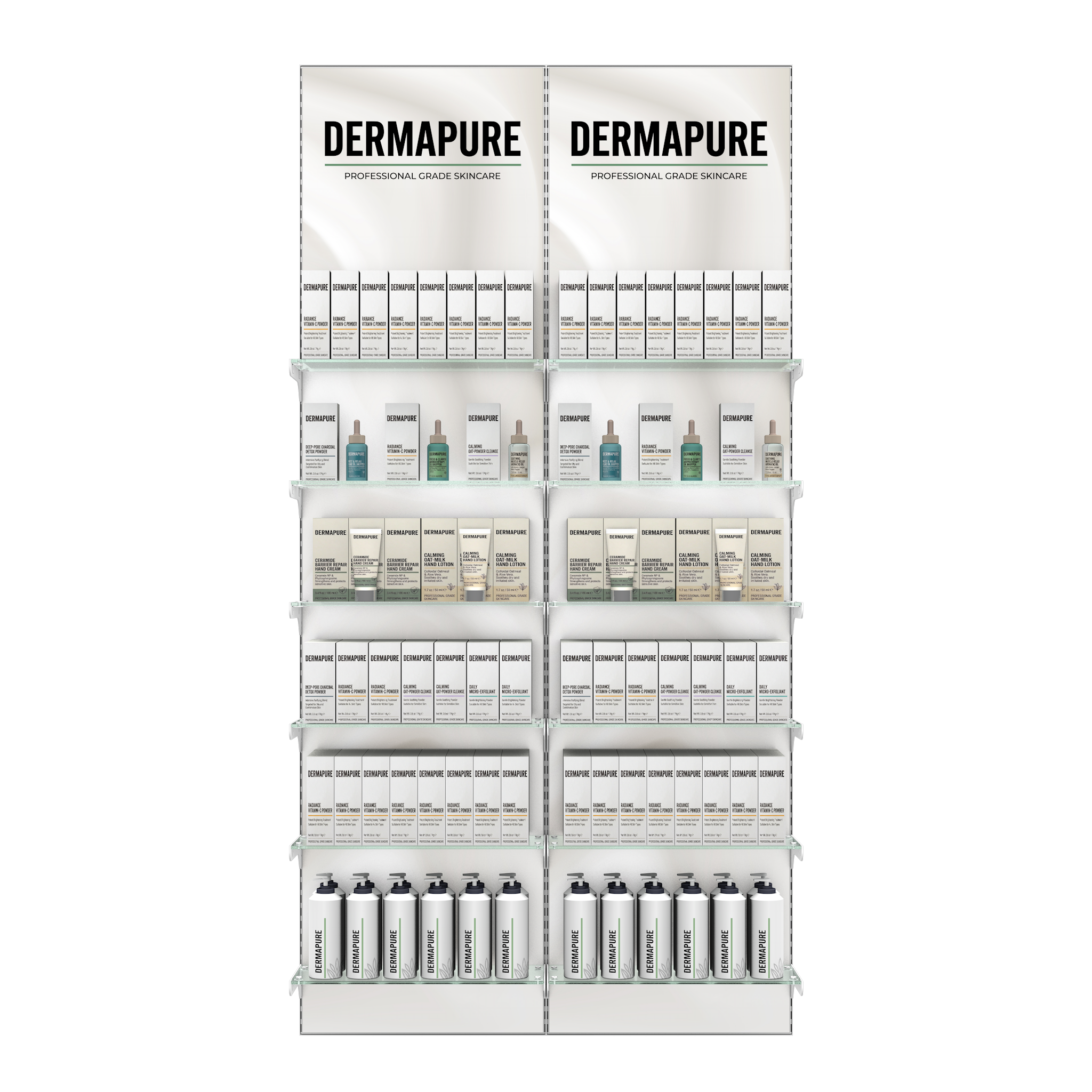 Double Narrow Clinic Retail Wall | Glass Shelving