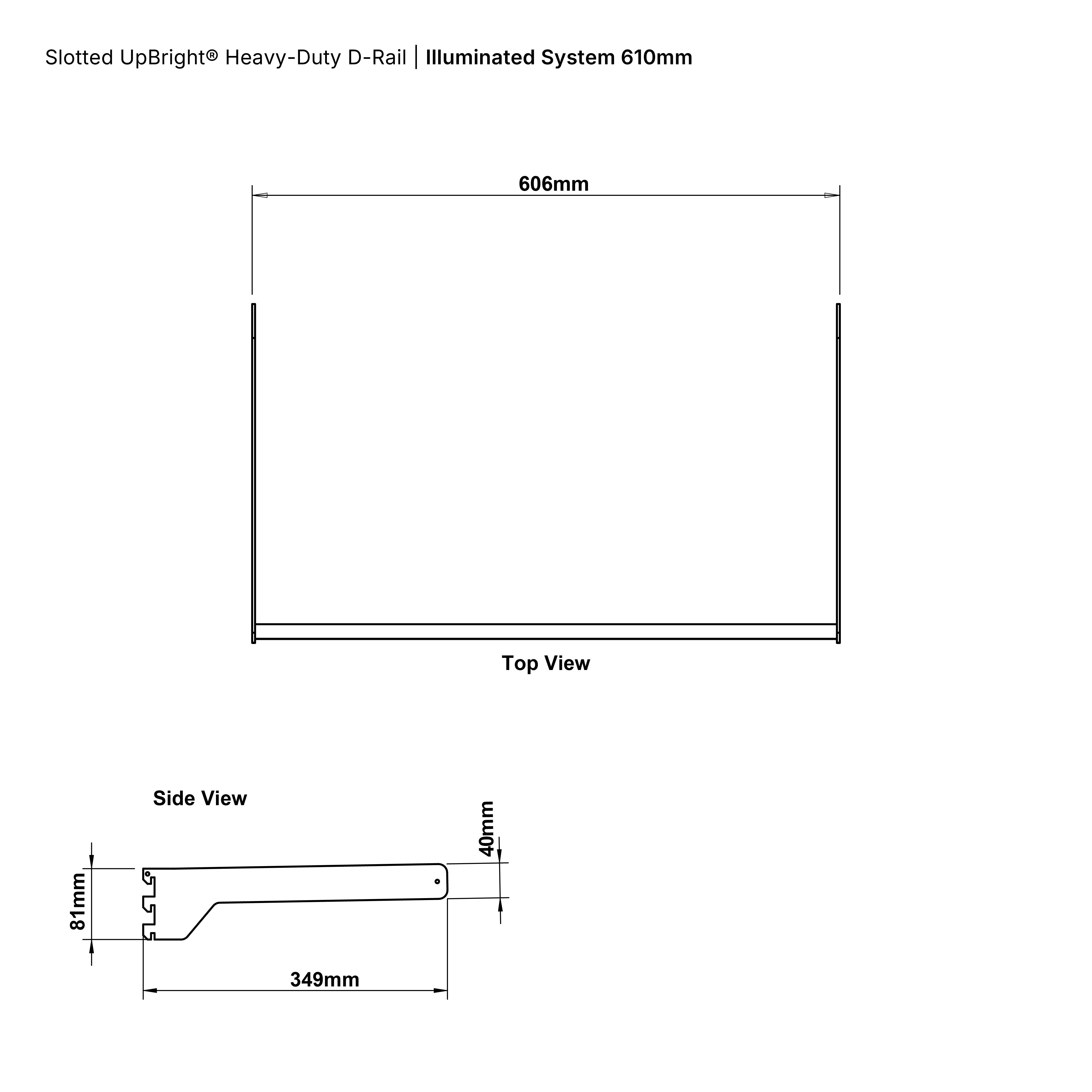 Slotted UpBright® Heavy-Duty D-Rail