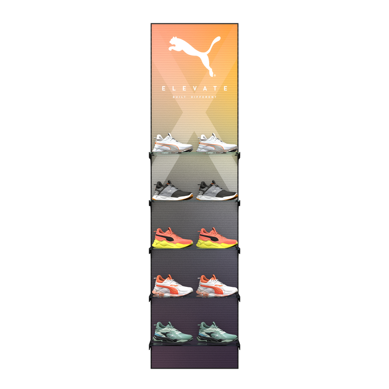 Narrow Illuminated Glass Footwear Retail Display