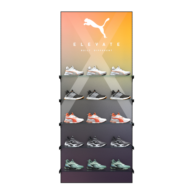 Wide Illuminated Glass Shoe Shop Display