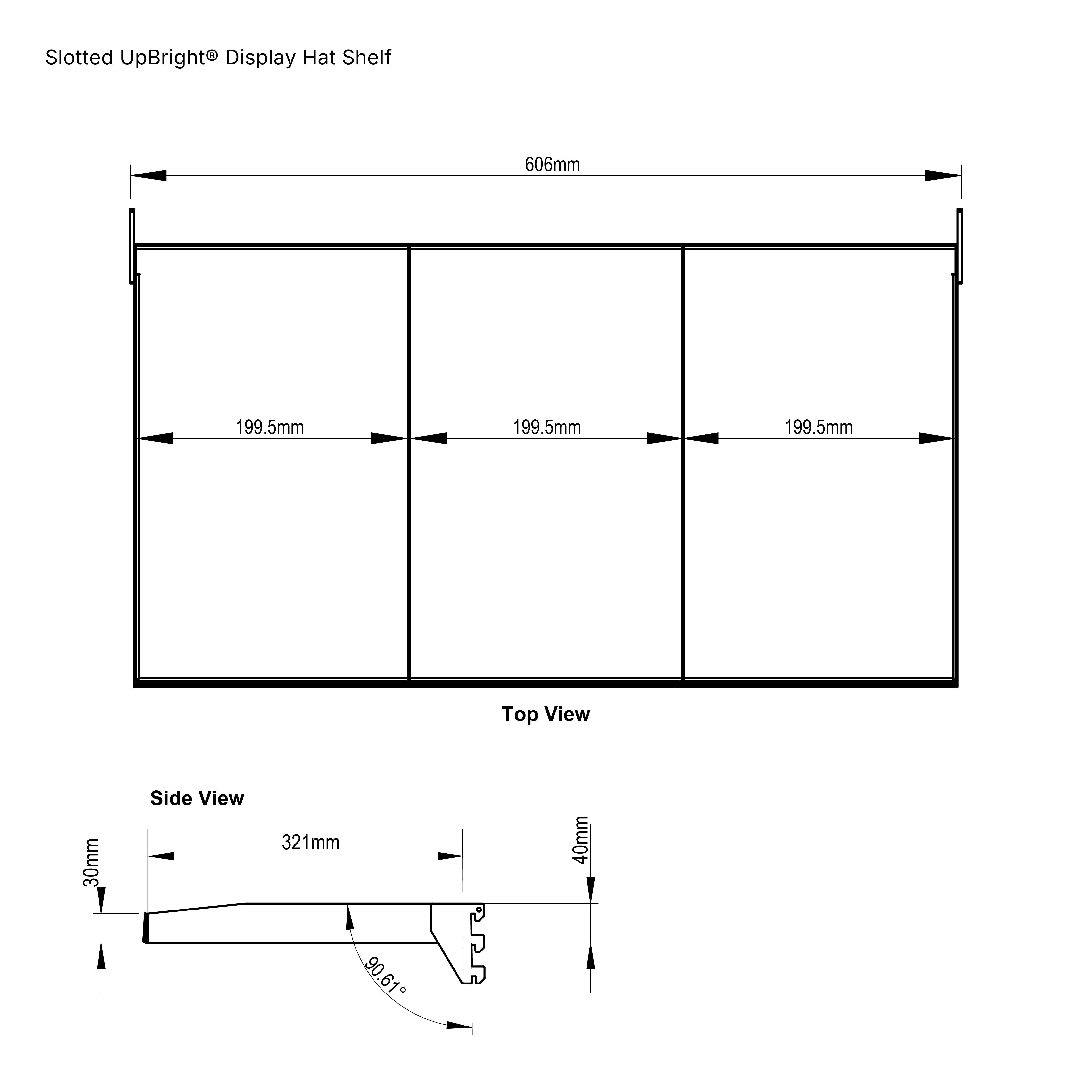 Slotted UpBright® Display Hat Shelf