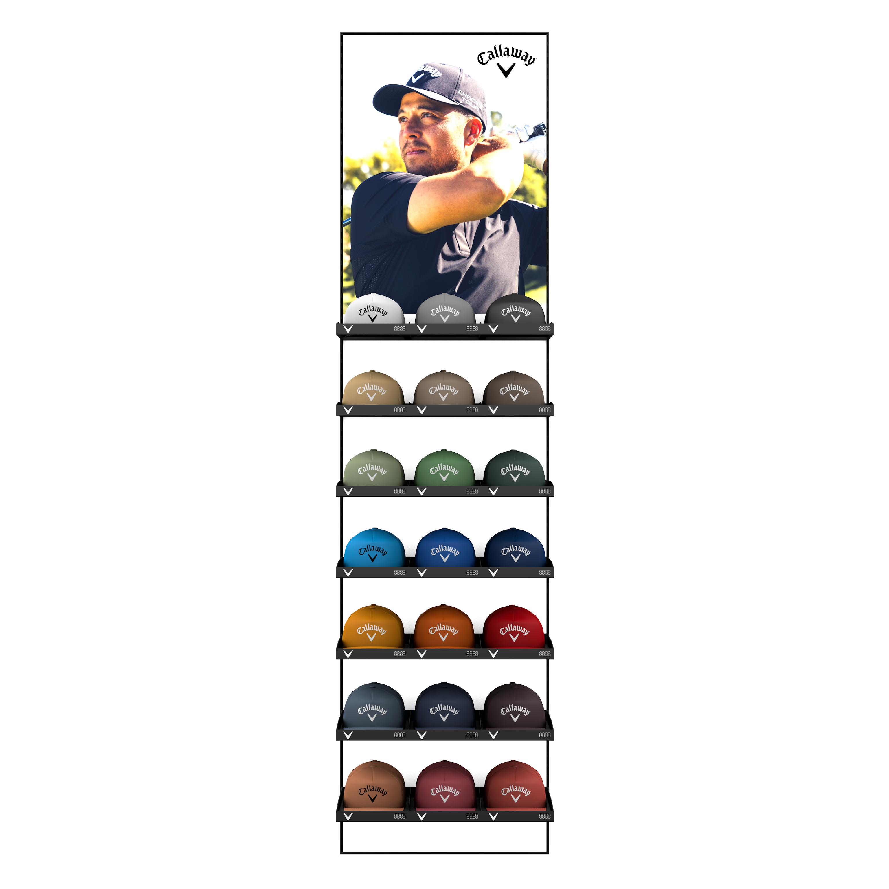 Slotted UpBright® Golf Hat Wall Display