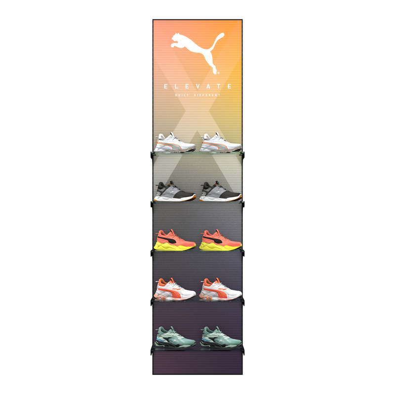 Slotted UpBright® 610mm Golf Shoe Display Wall (Glass)