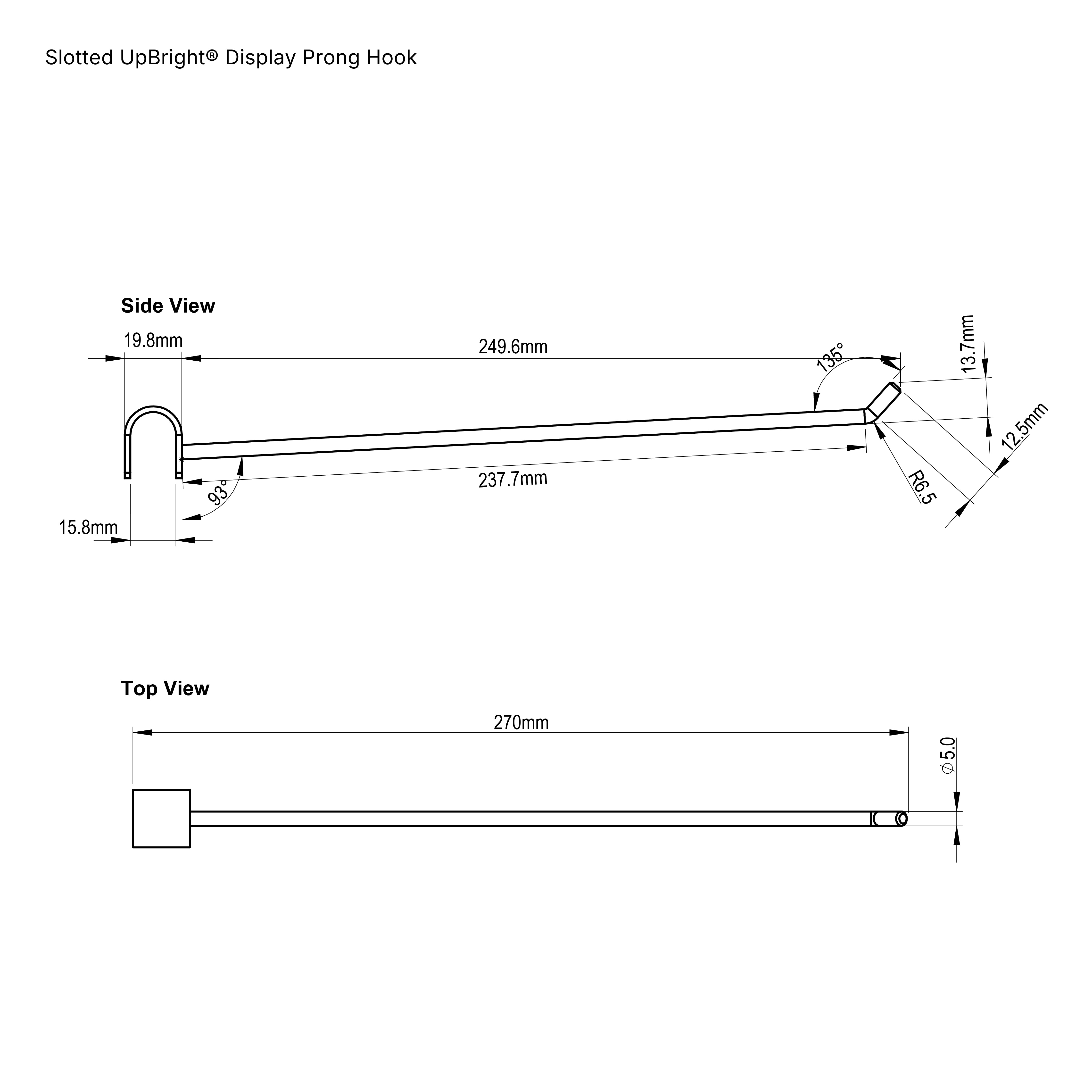 Slotted UpBright® Display Prong Hook