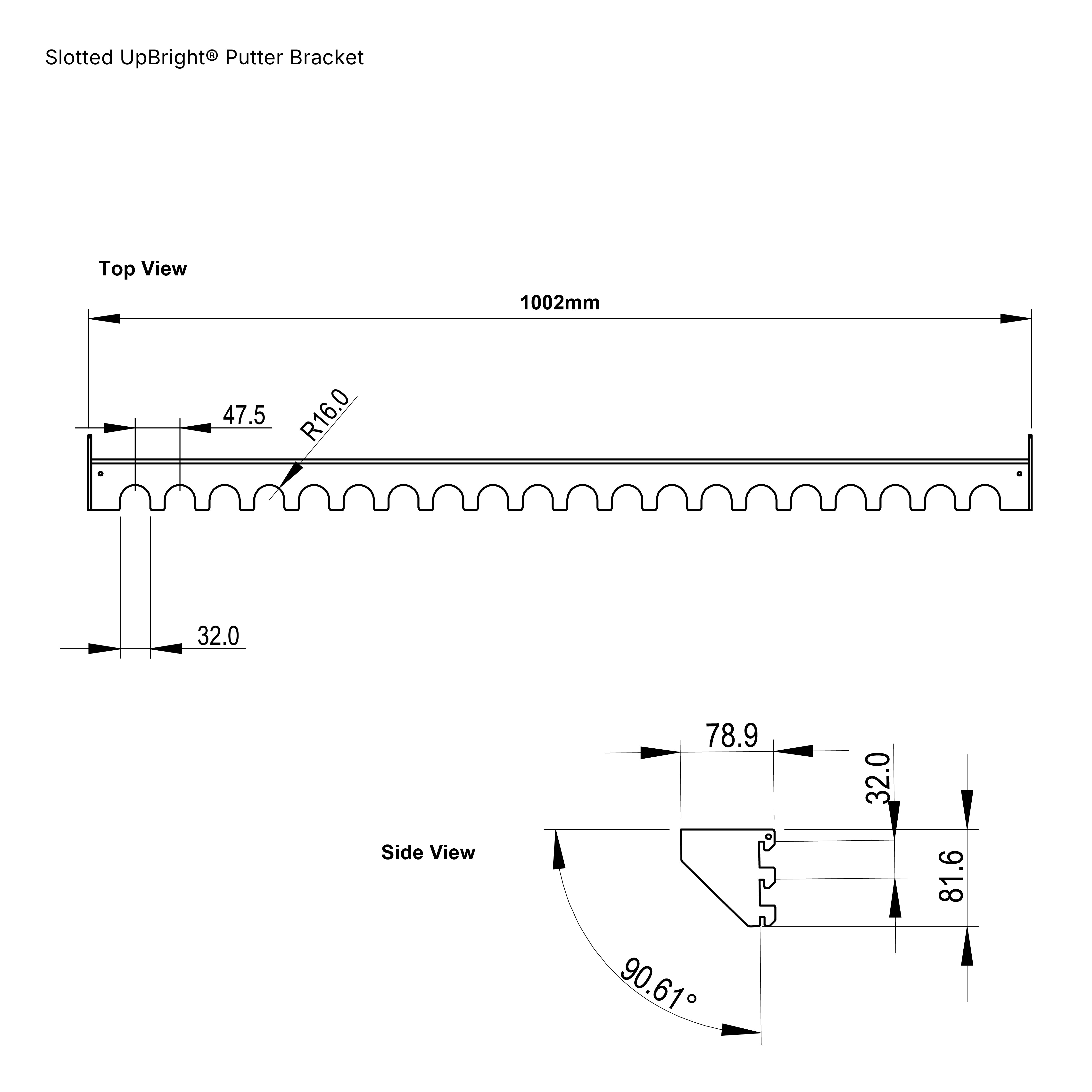 Slotted UpBright® Putter Shelf and Bracket