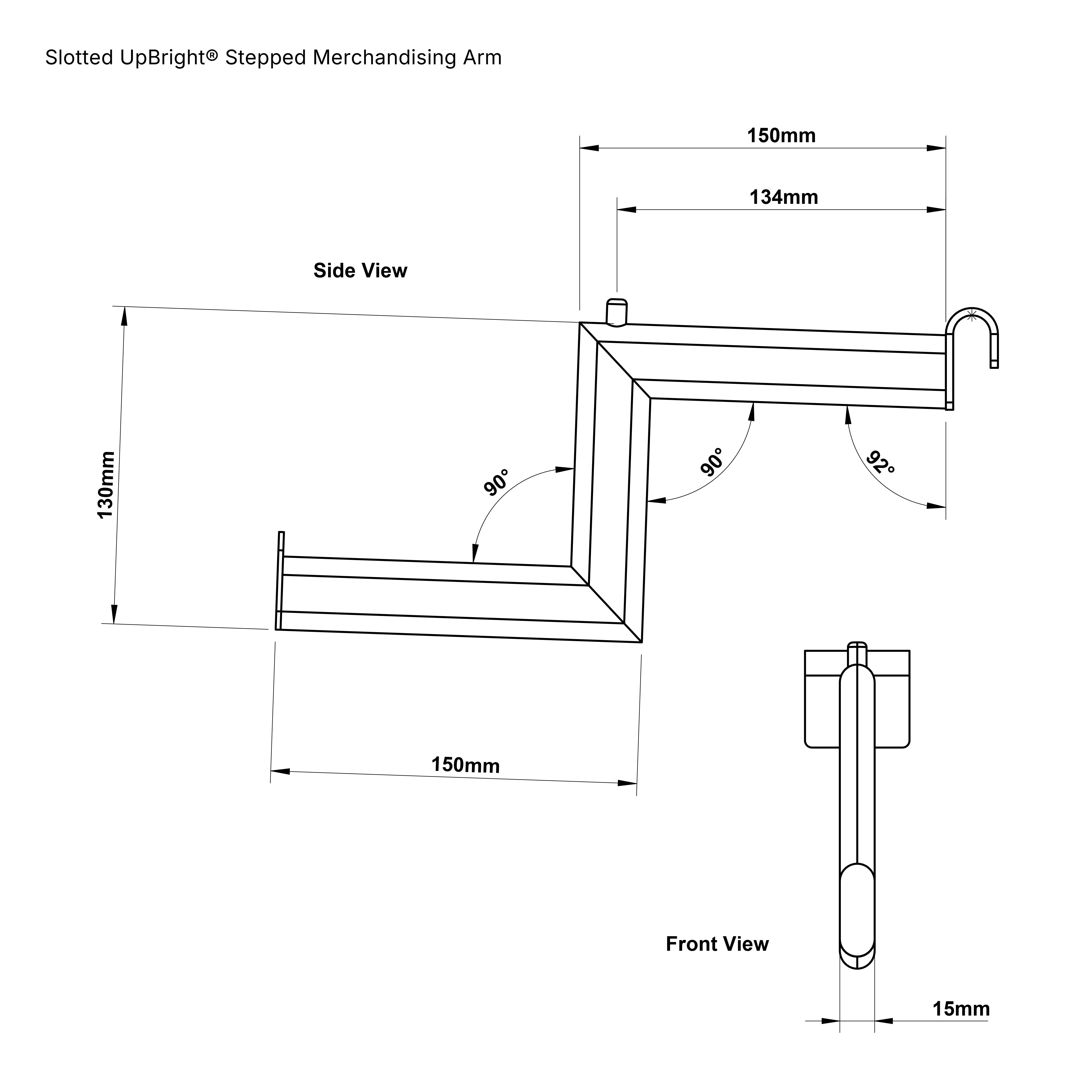 Slotted UpBright® Stepped Merchandising Arm