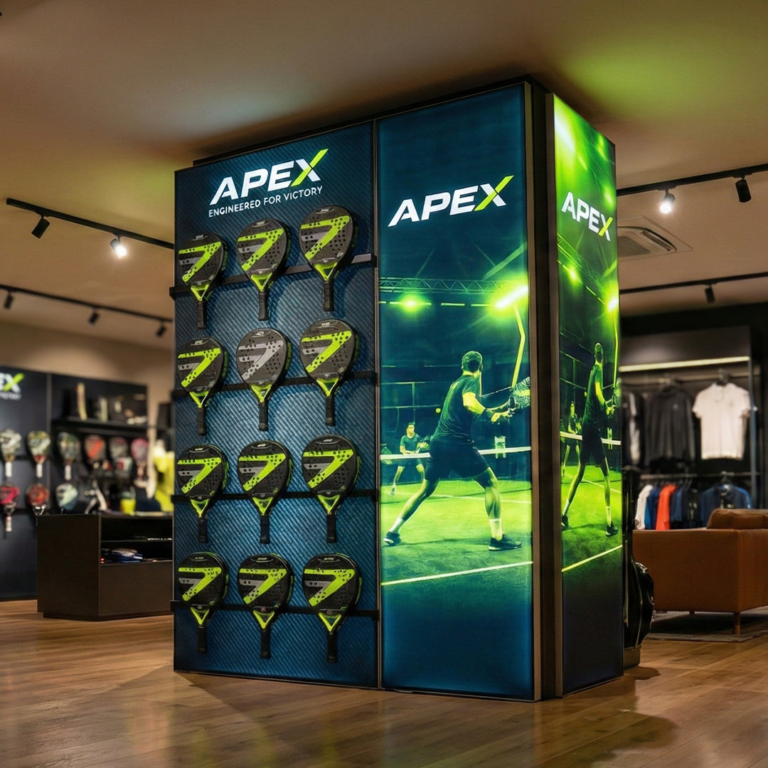 Padel Racket Display with Illuminated Graphics
